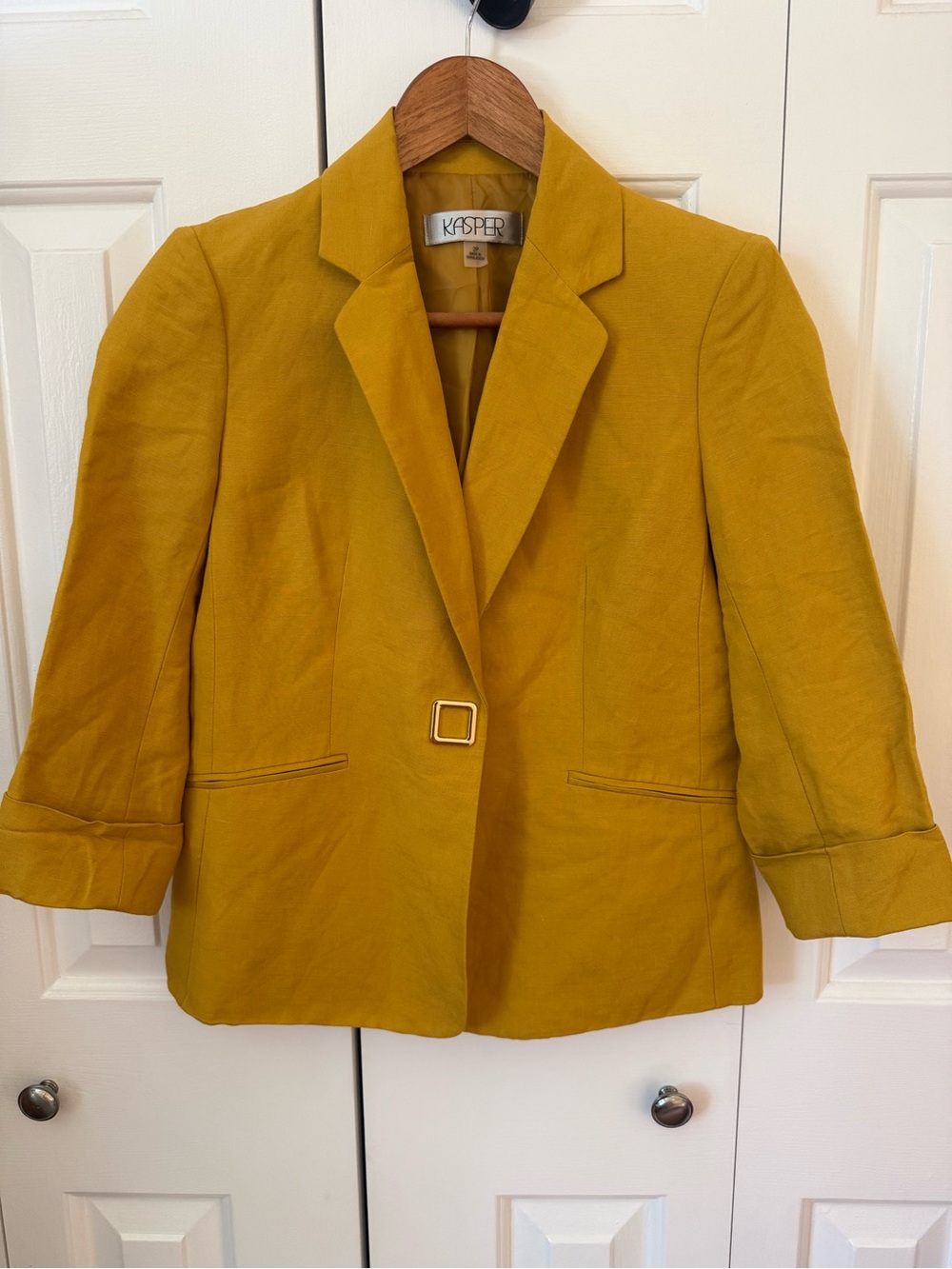 Kasper Women's Mustard Blazer with Square Buckle